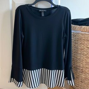Black and white striped INC blouse